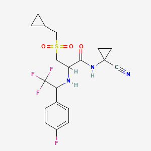 molecular formula C19H21F4N3O3S B13933060 N-(1-Cyano-cyclopropyl)-3-cyclopropylmethanesulfonyl-2-[2,2,2-trifluoro-1-(4-fluoro-phenyl)-ethylamino]-propionamide 