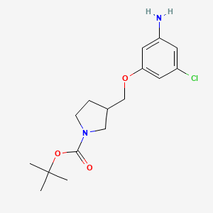 molecular formula C16H23ClN2O3 B13933109 tert-Butyl 3-((3-Amino-5-chlorophenoxy)methyl)pyrrolidine-1-carboxylate 