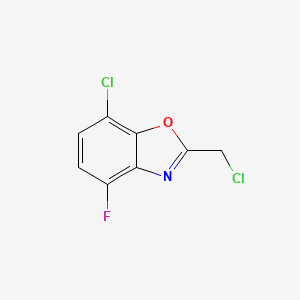 molecular formula C8H4Cl2FNO B13933507 7-Chloro-2-(chloromethyl)-4-fluorobenzoxazole CAS No. 143708-37-6