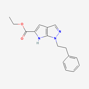 molecular formula C16H17N3O2 B13933537 Ethyl 1-phenethyl-1,6-dihydropyrrolo[2,3-c]pyrazole-5-carboxylate 