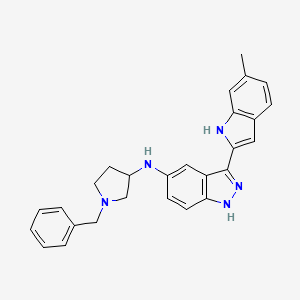 molecular formula C27H27N5 B13933541 N-(1-benzylpyrrolidin-3-yl)-3-(6-methyl-1H-indol-2-yl)-1H-indazol-5-amine 