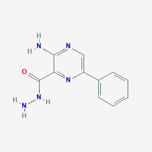 molecular formula C11H11N5O B13933550 Pyrazinecarboxylic acid, 3-amino-6-phenyl-, hydrazide CAS No. 438190-84-2