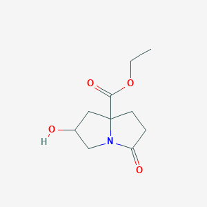 molecular formula C10H15NO4 B13933686 Ethyl tetrahydro-2-hydroxy-5-oxo-1H-pyrrolizine-7a(5H)-carboxylate 