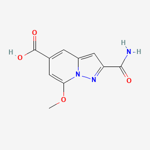 molecular formula C10H9N3O4 B13933771 2-Carbamoyl-7-methoxypyrazolo[1,5-a]pyridine-5-carboxylic acid 