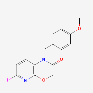 molecular formula C15H13IN2O3 B1393407 6-Iodo-1-(4-methoxybenzyl)-1H-pyrido[2,3-b][1,4]oxazin-2(3H)-one CAS No. 1186310-96-2