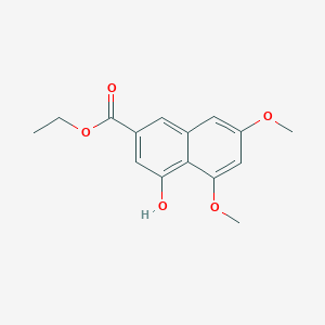 molecular formula C15H16O5 B13934099 4-Hydroxy-5,7-dimethoxy-2-naphthalenecarboxylic acid ethyl ester 