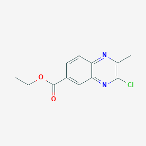 molecular formula C12H11ClN2O2 B13934109 Ethyl 3-chloro-2-methyl-6-quinoxalinecarboxylate 