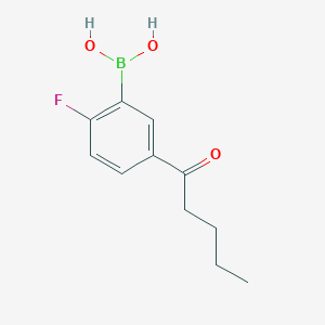 molecular formula C11H14BFO3 B1393412 (2-Fluoro-5-pentanoylphenyl)boronic acid CAS No. 1072951-52-0