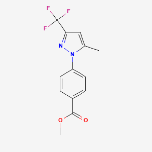 molecular formula C13H11F3N2O2 B13934235 Methyl 4-[5-methyl-3-(trifluoromethyl)pyrazol-1-yl]benzoate 