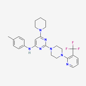 molecular formula C26H30F3N7 B13934285 N-(4-Methylphenyl)-6-(1-piperidinyl)-2-{4-[3-(trifluoromethyl)-2-pyridinyl]-1-piperazinyl}-4-pyrimidinamine 