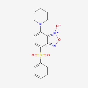 molecular formula C17H17N3O4S B13934379 Benzofurazan, 4-(phenylsulfonyl)-7-(1-piperidinyl)-, 1-oxide CAS No. 58131-56-9