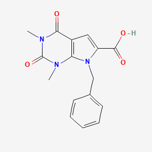 molecular formula C16H15N3O4 B1393439 7-benzyl-1,3-dimethyl-2,4-dioxo-2,3,4,7-tetrahydro-1H-pyrrolo[2,3-d]pyrimidine-6-carboxylic acid CAS No. 1086386-28-8