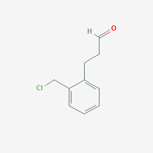 molecular formula C10H11ClO B13934396 Benzenepropanal, 2-(chloromethyl)- 