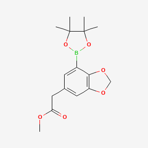molecular formula C16H21BO6 B1393440 Methyl 2-(7-(4,4,5,5-tetramethyl-1,3,2-dioxaborolan-2-yl)benzo[d][1,3]dioxol-5-yl)acetate CAS No. 1150271-68-3