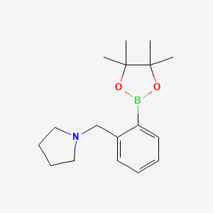 molecular formula C17H26BNO2 B1393455 1-(2-(4,4,5,5-Tetramethyl-1,3,2-dioxaborolan-2-yl)benzyl)pyrrolidine CAS No. 1150271-49-0