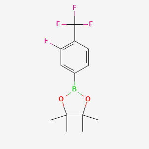 molecular formula C13H15BF4O2 B1393471 2-(3-Fluoro-4-(trifluoromethyl)phenyl)-4,4,5,5-tetramethyl-1,3,2-dioxaborolane CAS No. 445303-67-3