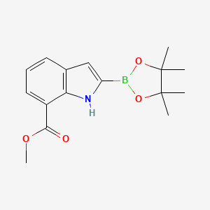 molecular formula C16H20BNO4 B1393480 2-(4,4,5,5-四甲基-1,3,2-二氧杂硼环丁烷-2-基)-1H-吲哚-7-羧酸甲酯 CAS No. 1150271-42-3