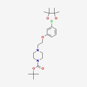 molecular formula C23H37BN2O5 B1393497 tert-Butyl  4-{2-[3-(4,4,5,5-Tetramethyl[1,3,2]dioxaborolan-2-yl)phenoxy]ethyl}piperazine-1-carboxylate CAS No. 1310383-29-9