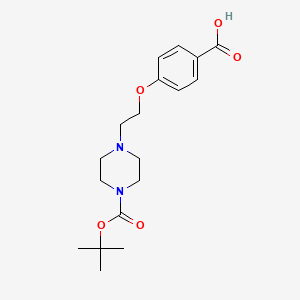 molecular formula C18H26N2O5 B1393499 4-[2-{4-(tert-Butyloxycarbonyl)piperazin-1-yl}ethoxy]benzoic acid CAS No. 1216502-34-9