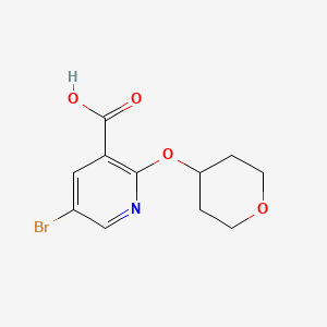 molecular formula C11H12BrNO4 B1393502 5-Bromo-2-(tetrahydro-2H-pyran-4-yloxy)nicotinic acid CAS No. 1216587-44-8