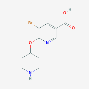 molecular formula C11H13BrN2O3 B1393503 5-Bromo-6-(piperidin-4-yloxy)nicotinic acid CAS No. 1216671-75-8