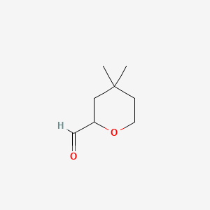 molecular formula C8H14O2 B13935037 4,4-Dimethyltetrahydro-2H-pyran-2-carbaldehyde 