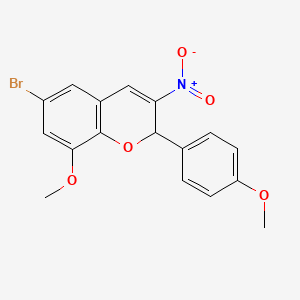 molecular formula C17H14BrNO5 B13935058 6-Bromo-8-methoxy-2-(4-methoxyphenyl)-3-nitro-2H-1-benzopyran CAS No. 57544-07-7
