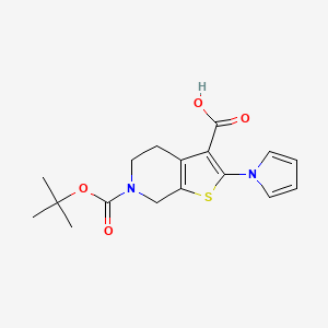 molecular formula C17H20N2O4S B1393524 6-(tert-Butoxycarbonyl)-2-(1H-pyrrol-1-yl)-4,5,6,7-tetrahydrothieno[2,3-c]pyridine-3-carboxylic acid CAS No. 1215764-56-9