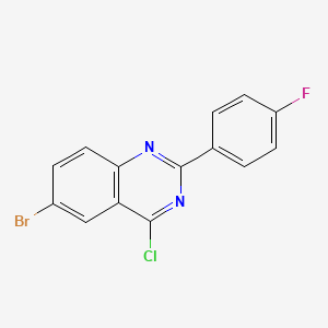 molecular formula C14H7BrClFN2 B1393535 6-Bromo-4-chloro-2-(4-fluorophenyl)quinazoline CAS No. 885277-35-0