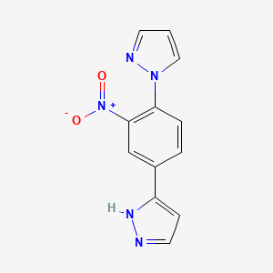 molecular formula C12H9N5O2 B1393537 1-[2-硝基-4-(1H-吡唑-3-基)苯基]-1H-吡唑 CAS No. 1228552-57-5