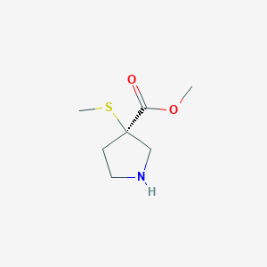 molecular formula C7H13NO2S B13935490 Methyl (R)-3-(methylthio)pyrrolidine-3-carboxylate 