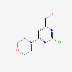molecular formula C9H11ClIN3O B13935637 4-[2-Chloro-6-(iodomethyl)pyrimidin-4-yl]morpholine 