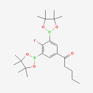 molecular formula C23H35B2FO5 B1393572 1-(4-Fluoro-3,5-bis(4,4,5,5-tetramethyl-1,3,2-dioxaborolan-2-yl)phenyl)pentan-1-one CAS No. 1150561-65-1