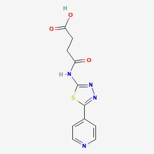 molecular formula C11H10N4O3S B1393575 3-{[5-(Pyridin-4-yl)-1,3,4-thiadiazol-2-yl]carbamoyl}propanoic acid CAS No. 1179399-95-1
