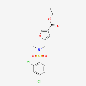 molecular formula C15H15Cl2NO5S B13935784 Ethyl 5-({[(2,4-dichlorophenyl)sulfonyl](methyl)amino}methyl)furan-3-carboxylate 