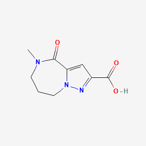 molecular formula C9H11N3O3 B1393607 5-Methyl-4-oxo-5,6,7,8-tetrahydro-4H-pyrazolo[1,5-a][1,4]diazepine-2-carboxylic acid CAS No. 1285251-59-3