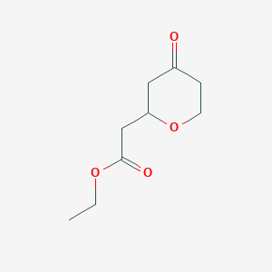 molecular formula C9H14O4 B13936220 Ethyl 2-(4-oxotetrahydro-2H-pyran-2-yl)acetate 