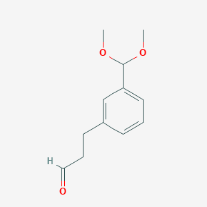 molecular formula C12H16O3 B13936234 3-(Dimethoxymethyl)-benzenepropanal 