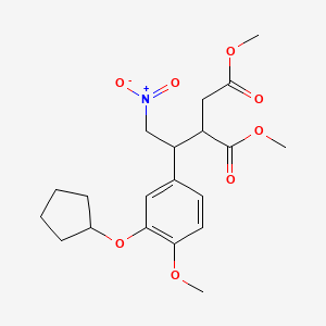 molecular formula C20H27NO8 B1393631 Dimethyl 2-{(1S)-1-[3-(cyclopentyloxy)-4-methoxyphenyl]-2-nitroethyl}succinate CAS No. 1292229-91-4