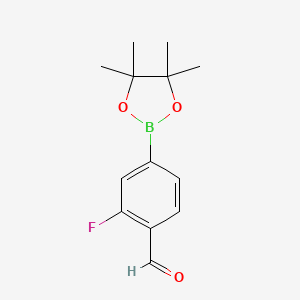molecular formula C13H16BFO3 B1393635 2-Fluoro-4-(4,4,5,5-tetramethyl-1,3,2-dioxaborolan-2-yl)benzaldehyde CAS No. 503176-50-9