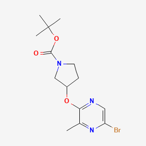 molecular formula C14H20BrN3O3 B13936380 tert-Butyl 3-((5-bromo-3-methylpyrazin-2-yl)oxy)pyrrolidine-1-carboxylate 
