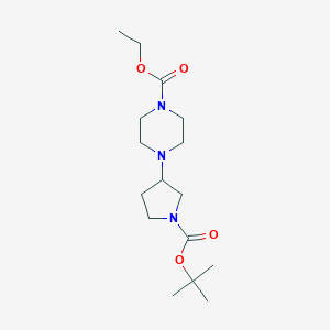 molecular formula C16H29N3O4 B1393655 Ethyl 4-[1-(tert-butoxycarbonyl)pyrrolidin-3-yl]piperazine-1-carboxylate CAS No. 1291486-42-4