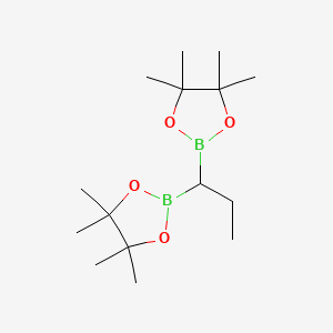 molecular formula C15H30B2O4 B13936638 2,2'-(Propane-1,1-diyl)bis(4,4,5,5-tetramethyl-1,3,2-dioxaborolane) 