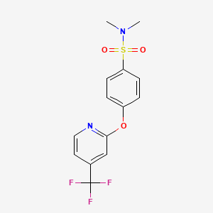 molecular formula C14H13F3N2O3S B1393707 N,N-Dimethyl-4-{[4-(trifluoromethyl)pyridin-2-yl]oxy}benzenesulphonamide CAS No. 1257535-24-2