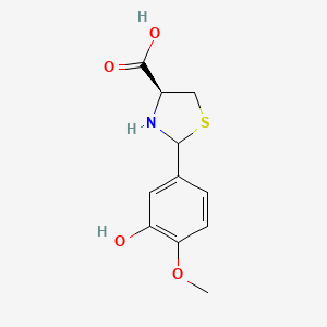 molecular formula C11H13NO4S B1393721 (4S)-2-(3-hydroxy-4-methoxyphenyl)-1,3-thiazolidine-4-carboxylic acid CAS No. 1265908-12-0