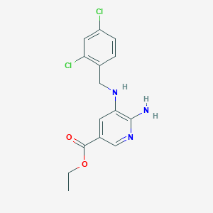 molecular formula C15H15Cl2N3O2 B13937210 Ethyl 6-amino5-(2,4-dichlorobenzylamino)nicotinate CAS No. 219762-83-1