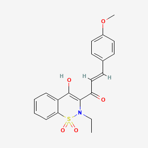 (2E)-1-(2-ethyl-4-hydroxy-1,1-dioxido-2H-1,2-benzothiazin-3-yl)-3-(4-methoxyphenyl)prop-2-en-1-one