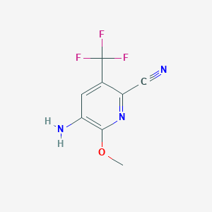 molecular formula C8H6F3N3O B13937515 5-Amino-6-methoxy-3-(trifluoromethyl)picolinonitrile 
