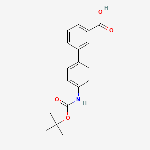 molecular formula C18H19NO4 B1393754 4'-[(tert-Butoxycarbonyl)amino][1,1'-biphenyl]-3-carboxylic acid CAS No. 927801-51-2