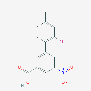 molecular formula C14H10FNO4 B1393765 2'-氟-4'-甲基-5-硝基-[1,1'-联苯]-3-羧酸 CAS No. 1261970-42-6
